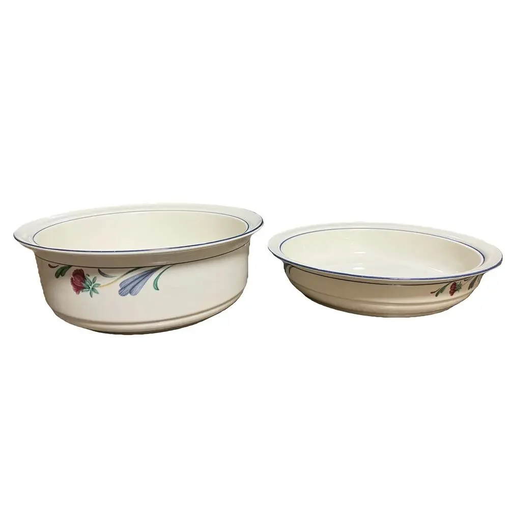 Lenox Poppies on Blue 3 Pc Serving Set Casserole Vegetable Bowl Shared Lid